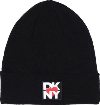 DKNY Beanies, female, Black, Size: M Black Beanie Hat Elegant Design