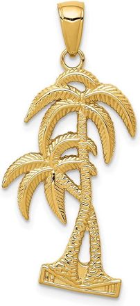 Diamond2Deal 14k Yellow Gold Polished Textured Palm Trees Pendant