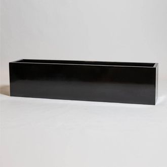 PRIMROSE Black Gloss Polystone Rectangular Trough Patio Planter 150cm