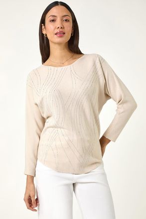 Roman Swirl Embellished Knit Jumper