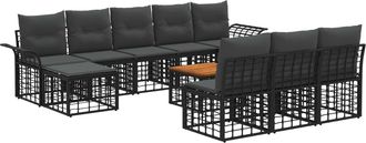 vidaXL Conjunto De Sof&aacute;s De Exterior 11 Uds. Negro Y Gris Oscuro Vidaxl