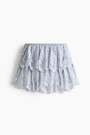 H&M Embroidered Tiered Skirt in Light Blue at Nordstrom, Size X-Small