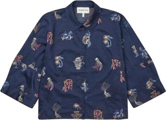 Munthe Shirt - Dames - Overhemden - Blauw - L - Polyester - Overhemden