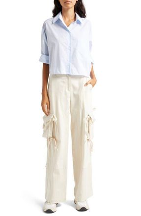 TWP Next Ex Crop Button-Up Shirt in Baby Blue at Nordstrom, Size X-Small