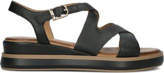 Inuovo Elegante Zwarte Platte Sandalen - Dames - Sleehakken - Zwart - 37 EU - Schoenen
