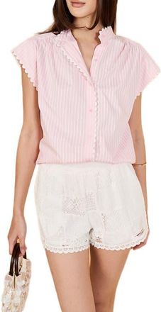 English Factory Stripe Rickrack Top in Pink at Nordstrom, Size Large