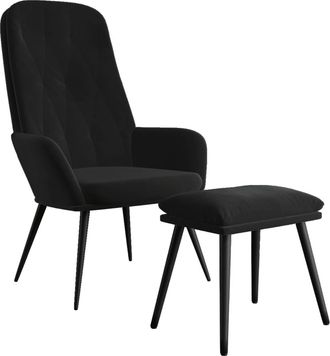 vidaXL Sill&oacute;n De Relax Con Taburete Terciopelo Negro Vidaxl