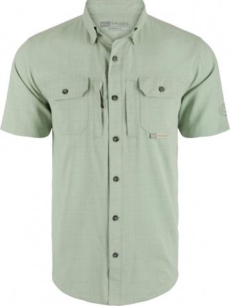 Drake Mens Wingshooter Trey Cross Hatch Short Sleeve Shirt In Desert Sage