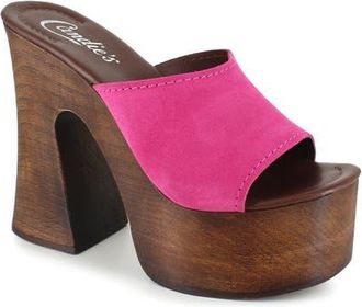 Candie's Mia Platform Slide Sandal in Fuchsia Suede at Nordstrom, Size 10Us