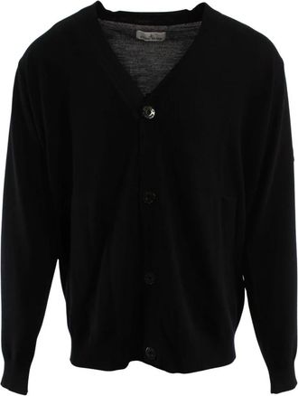 Stone Island Wol Gebreide Cardigan - Heren - Vesten - Blauw - 2XL - Wol - Truien & Vesten