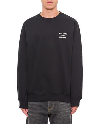 Dr&ocirc;le de Monsieur Heavyweight Cotton Jersey Crewneck Sweatshirt with Signature Slogan