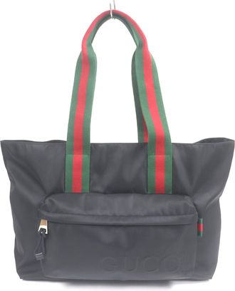 Gucci Sherry Line Black Nylon Tote Bag (Pre-Owned)