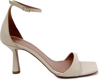 Giuliano Galiano Lina Kiss Kalfsleer Sandalen - Dames - Sandalen met hakken - Beige - 40 EU - Leer - Schoenen