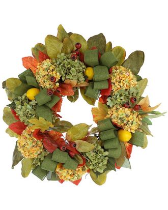 Creative Displays Inc. 27In Assorted Hydrangea Fall Wreath With Lemon & Bows