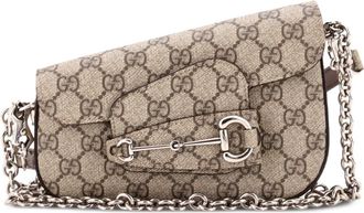 Gucci Horsebit 1955 Asymmetric GG Coated Canvas Mini shoulder bag - Marrone