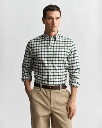 GANT Men Regular Fit Checked Oxford Shirt (XXXL) WOODY GREEN