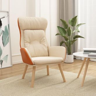 vidaXL Sill&oacute;n De Relax De Tela Y Pvc Color Crema Vidaxl