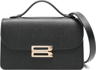 Victoria Beckham Gestructureerde Zwarte Leren Schoudertas - Dames - Handtassen - Zwart - ONE Size - Leer - Tassen