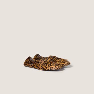 Miu Miu Ruches printed leather loafers