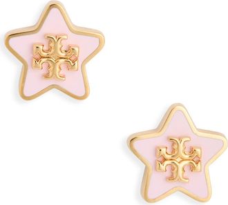 Tory Burch Kira Star Stud Earrings in Tory Gold /Pink Snow at Nordstrom