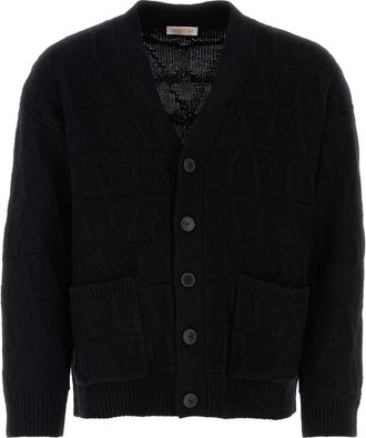 Valentino Garavani Mens Black Wool Cardigan - Size Medium