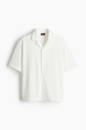 H&M Freizeithemd aus Frottee in Loose Fit - White