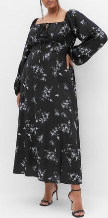 City Chic Floral Print Long Sleeve Dress in Soul Floral at Nordstrom, Size Xl