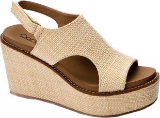 Corkys Footwear Womens Freddie Rafia Wedge Sandal In Beige