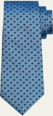 Kiton Mens Silk Polka Dot Jacquard Seven-Fold Tie