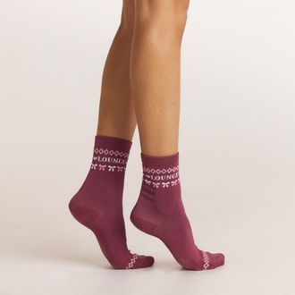 Lounge Fairisle Sokken - Wijnrood - One Size