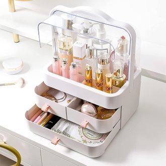 OEM Organizador De Maquillaje Giratorio De 180&deg;, Caja De Almacenamiento De Cosm&eacute;ticos Con Tapa