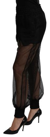 Dolce & Gabbana Black See Through Jogger Polyester Womens Pants