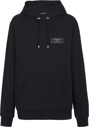 Balmain Pierre label hoodie - Heren - Hoodies - Zwart - M - Katoen - Hoodies & sweatvesten