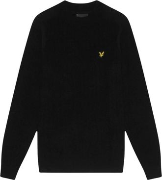 Lyle & Scott Ribbed Crew Neck Jumper - Heren - Ronde hals truien - Zwart - S - Katoen - Truien & Vesten