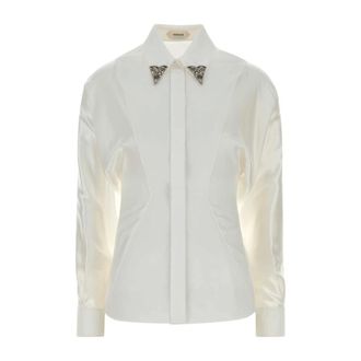 Versace Dames, Blouses & Shirts, Wit, Maat: XS Katoen