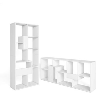 Skraut Home Skraut Home - Libreria scaffale, Scaffali in legno a ripiani, 67x31x162cm, Per libri, Stile moderno, Bianco