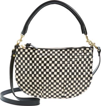 Clare Vivier Petit Moyen Woven Messenger Bag in Black And Cream Woven Checker at Nordstrom