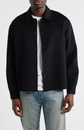 Frame Denim Double Face Wool Shirt Jacket in Black at Nordstrom, Size X-Large
