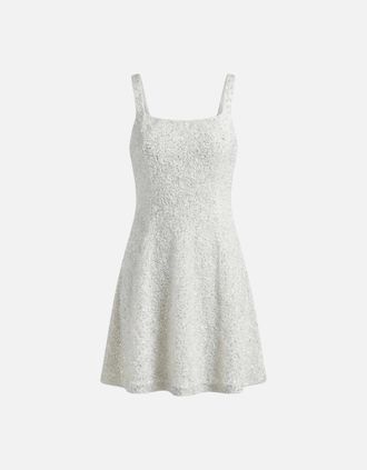 Oceanus Womens Sofia Fully Beaded White Mini Dress - Size: 18/20