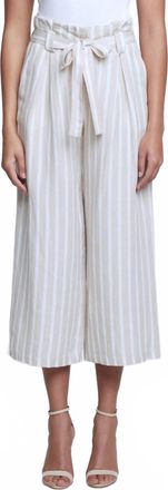 L'agence Samira Linen Paperbag Pant In Bisque/ Ivory