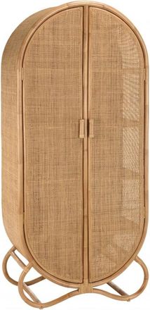 Macabane Armario de rat&aacute;n con 2 puertas de ca&ntilde;a color miel