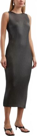 Issey Miyake Glossed Metal Pleats Dress In Black
