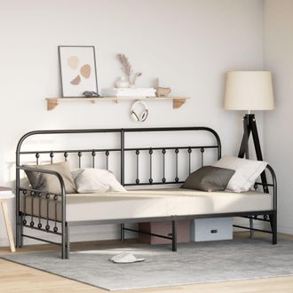 Berkfield Home Daybed Frame with Trundle Black 90x200 cm Steel
