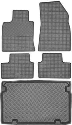 OEM Renault Clio V Hatchback A Partir De 2019 Set - Alfombrillas De Goma Para Coche + Alfombrilla Para Maletero