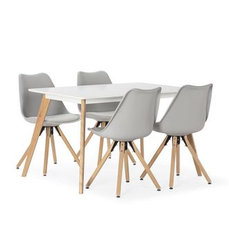 HOMN Juego de mesa 120x80 cm y 4 sillas de comedor color gris