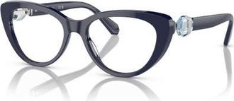Swarovski 53mm Cat Eye optical glasses in Blue at Nordstrom