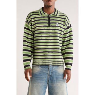 Billionaire Boys Club Curve Stripe Cotton Quarter Zip Graphic Sweater in Black at Nordstrom Rack, Size X-Large