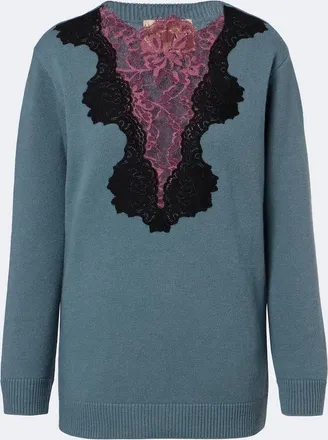 Valentino Lace-trimmed virgin wool sweater