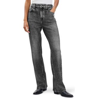 Rag & Bone rb Miramar Terry Shea High Waist Straight Leg Jeans in Raven at Nordstrom, Size 33