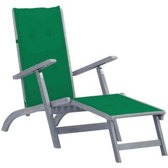 vidaXL Tumbona De Jard&iacute;n Con Reposapi&eacute;s Y Coj&iacute;n Madera Maciza Acacia Vidaxl